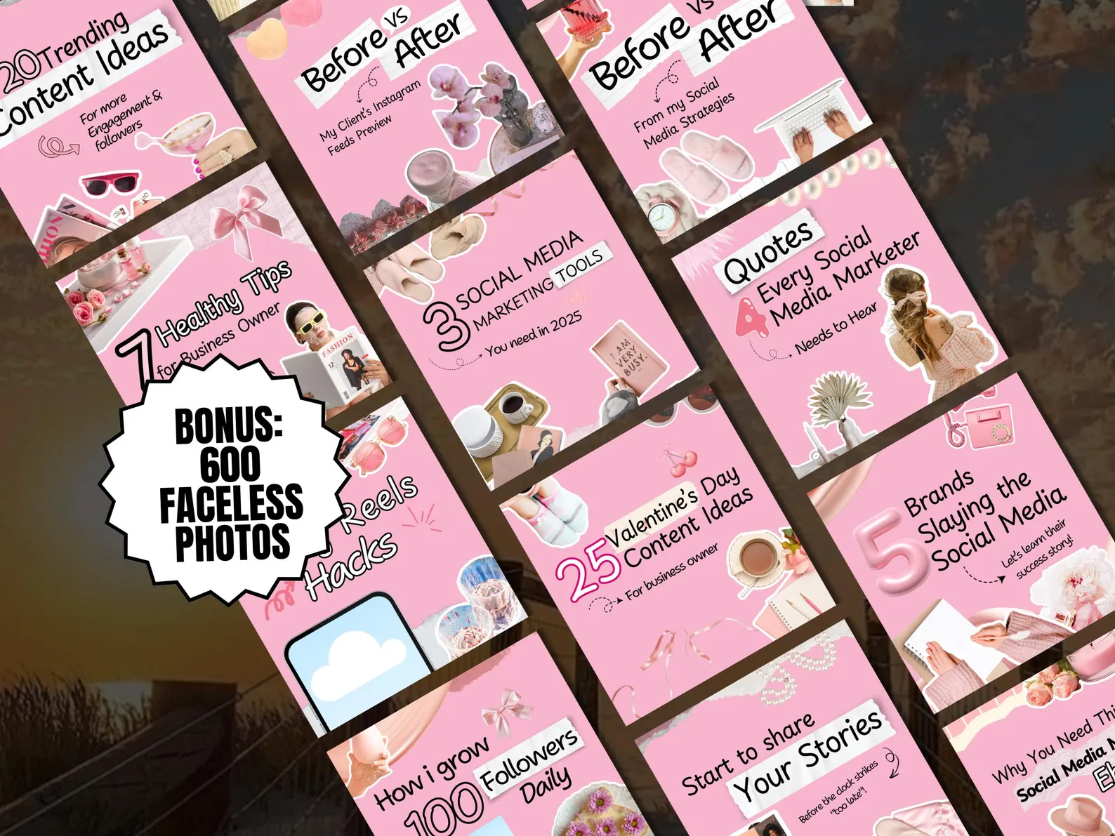 100 Aesthetic Pink Instagram Carousel Templates – Editable Canva (PLR & MRR) - Image 4